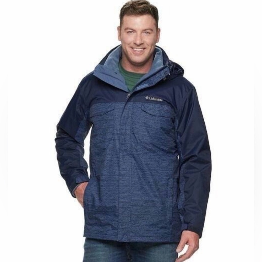 Columbia Men's Navy Blue Jacket insulated 3X TALL like new Raincoat snow